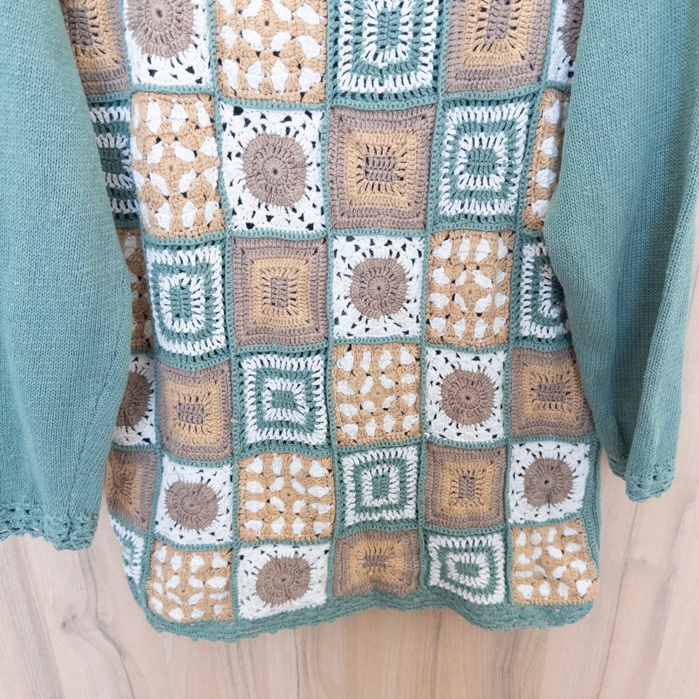 VTG Celina Yang Patchwork Granny Square Sweater S… - image 3